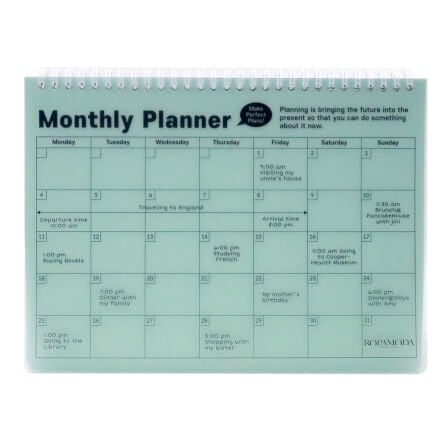 สมุดแพลนเนอร์ PP month planner สีเขียว_0